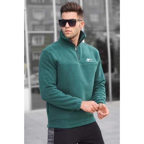 Madmext Green Zipper Sweatshirt For Men 5310 - Yeşil