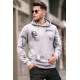 Dye Gray Printed Hoodie Sweatshirt 5895 - Boyalı gri