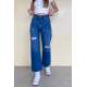 Women Blue Bell Bottom Jeans MG1519 - Mavi