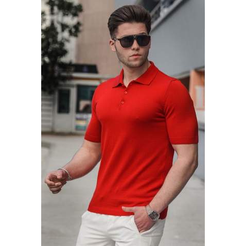 Madmext Men Knitwear Red Polo T-shirt 5078 - Kırmızı