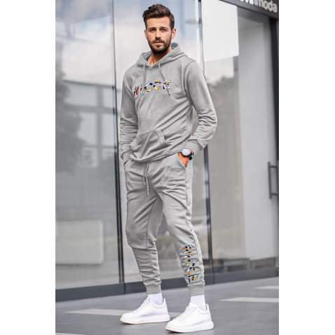 Madmext Men Printed Dye Gray Tracksuit 5298 - Boyalı gri