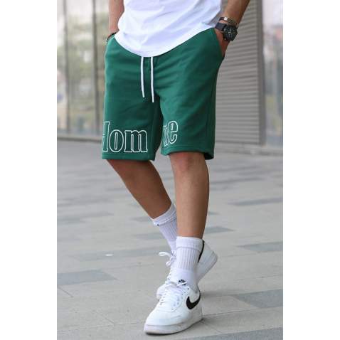 Madmext Men Printed Green Capri Shorts 5439 - Yeşil