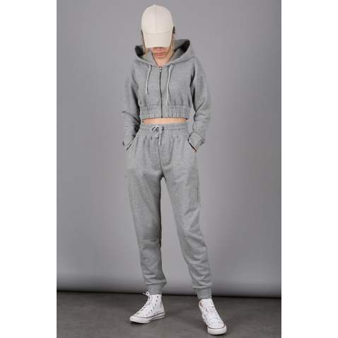 Mad Girls Grey Tracksuit With Hooded MG091 - Gri