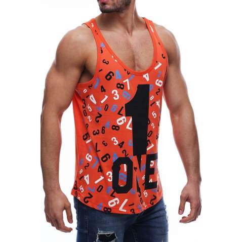 Madmext Orange Printed T-shirt for Men 2626 - Turuncu