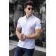 Madmext Men White Polo Zipper T-shirt 4636 - Beyaz