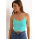 Mad Girls Turquoise Crop Top MG965 - Turkuaz