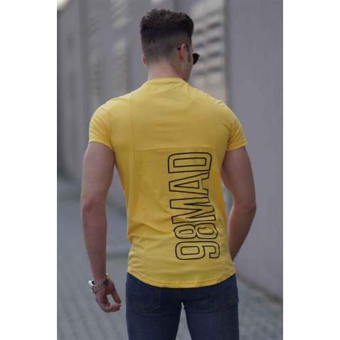 Madmext Yellow Printed T-shirt for Men 3023 - Sarı