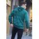 Dark Green Embroidered Hoodie Sweatshirt 5897 - Koyu yeşil