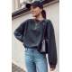 Mad Girls Black Plain Sweatshirt MG806 - Siyah