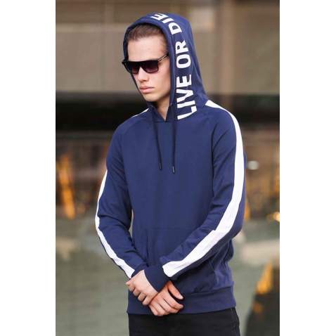 Madmext Navy Blue Hoodie 4116 - Lacivert