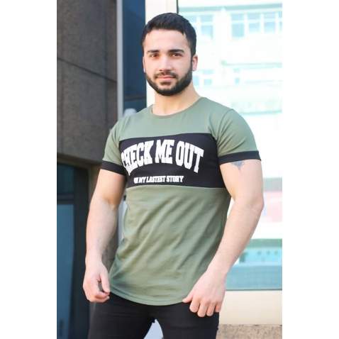 Madmext Khaki Printed T-shirt for Men 3013 - Haki