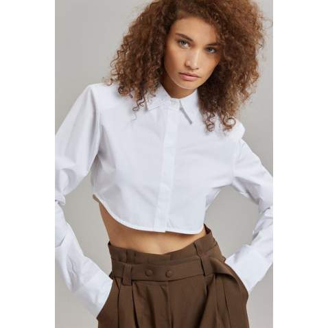 Mad Girls White Crop Top Shirt MG1382 - Beyaz