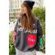 Mad Girls Printed Oversize Black Sweatshirt MG903