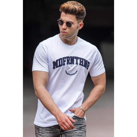 Madmext Men Printed White T-shirt 5267 - Beyaz