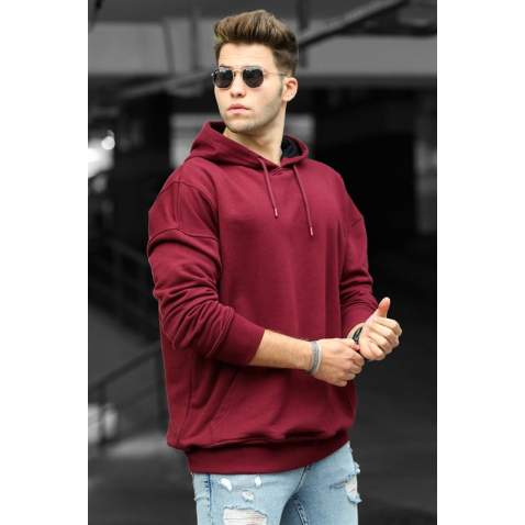 Madmext Claret Red Men's Hoodie 9446 - Bordo