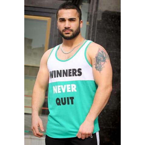 Madmext Winners Never Quit T-shirt for Men 4001 - Yeşil