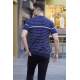 Men Striped Navy Blue Polo T-Shirt 5734 - Lacivert