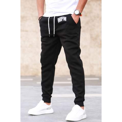 Madmext 3-Thread Fleece Black Sweatpants For Men 5427 - Siyah