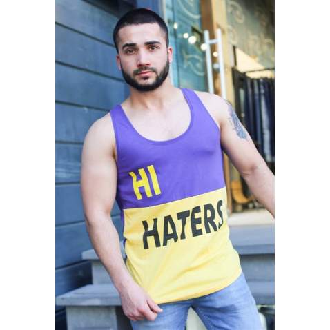 Madmext Purple Two-Tone T-shirt for Men 3050 - Mor