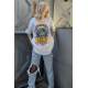 Women Printed White Over Fit T-Shirt MG1509 - Beyaz