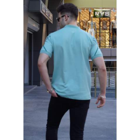 Men Designed Mint Green Polo T-Shirt 5870 - Mint yeşili