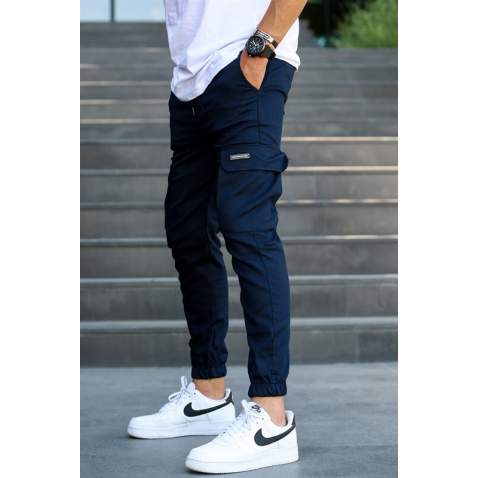 Men Cargo Navy Blue Trousers 5437 - Lacivert