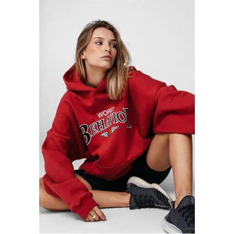 Mad Girls Red Hoodie Sweatshirt MG853 - Kırmızı