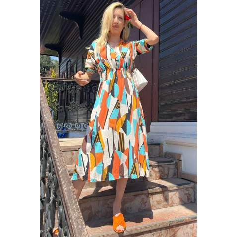 Women Desgined Turquoise Long Dress MG1515 - Turkuaz