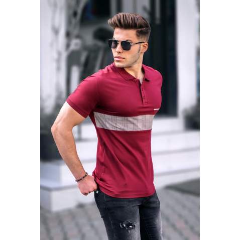 Madmext Men Knitwear Maroon Polo T-shirt 5212 - Bordo