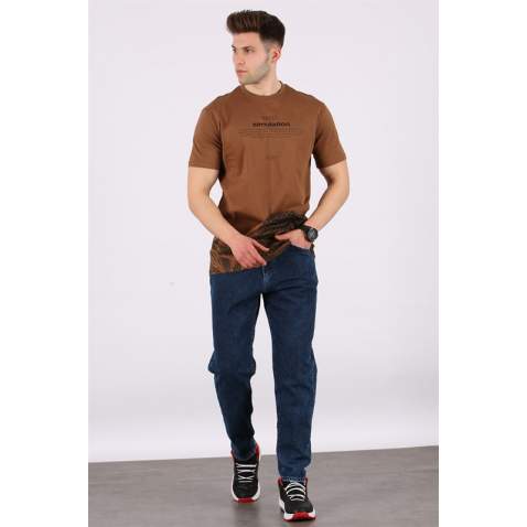 Madmext Men Printed Maroon T-shirt 5810 - Kahverengi