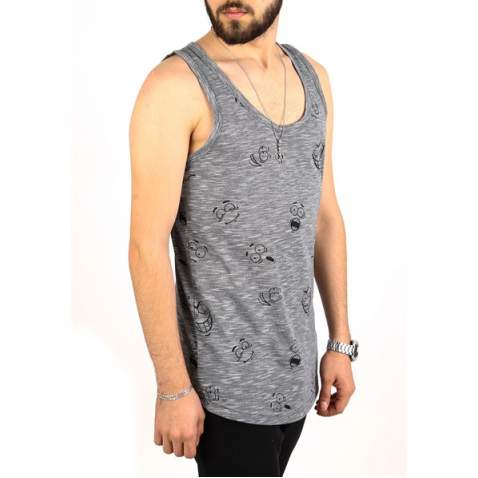 Madmext Men Printed Black Tank Top 2329 - Siyah