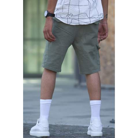 Khaki Capri Shorts with Cargo Pockets 5737 - Haki