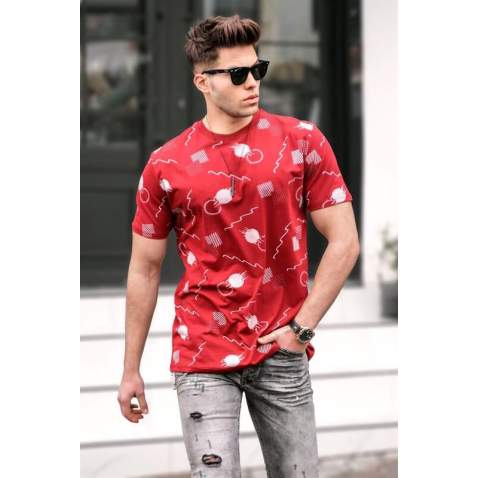 Madmext Men Printed Maroon T-Shirt 5392 - Bordo