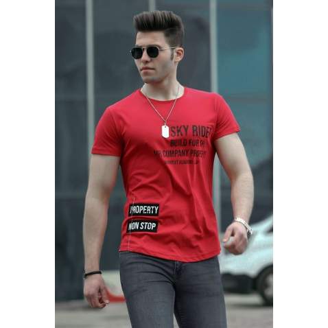 Madmext Claret Red Printed T-shirt for Men 4457 - Bordo