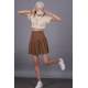 Women Basic Pleated Brown Skirt MG1484 - Kahverengi