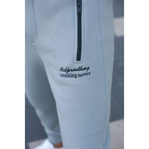 Madmext Light Gray Embroidered Sweatpants For Men 5434 - Boyalı gri