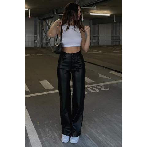 Mad Girls Black Leather Pants MG1316 - Siyah