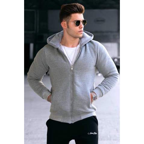 Madmext Men Gray Cardigan 22377 - Gri