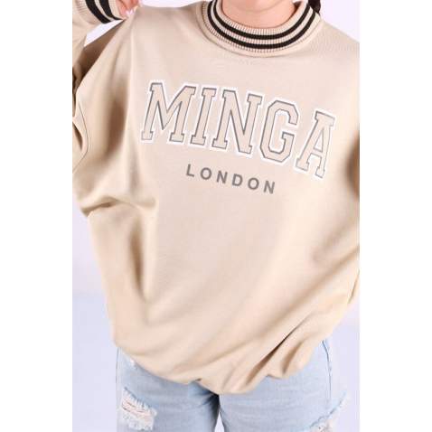 Mad Girls Beige Sweatshirt MG1146 - Bej