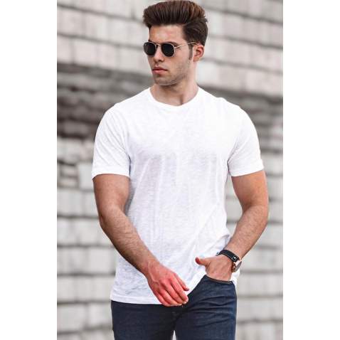 Madmext Men White T-shirt 5268 - Beyaz