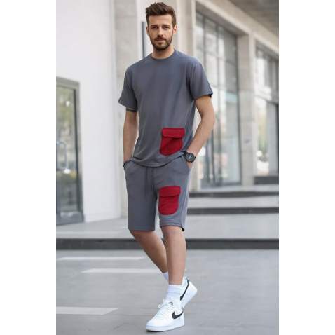 Men Smoke Gray Shorts Set 5901 - Füme