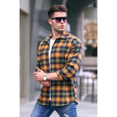 Camel Chequered Design Plaid Shirt 5564 - Camel