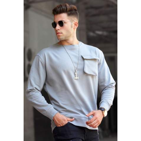 Madmext Men Crewneck Dye Gray Sweatshirt 5320 - Boyalı gri