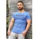 Madmext Blue Striped T-shirt for Men 2863 - Mavi