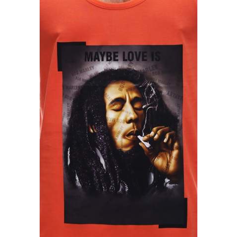 Madmext Orange Bob Marley Printed T-shirt for Men 2634 - Turuncu