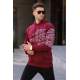 Maroon Printed Hoodie Sweatshirt 6009 - Bordo