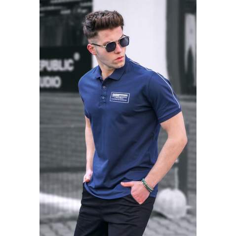 Men Navy Blue Polo T-Shirt - Lacivert