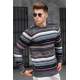 Madmext Men Color Striped Anthracite Sweater 5150 - Antrasit