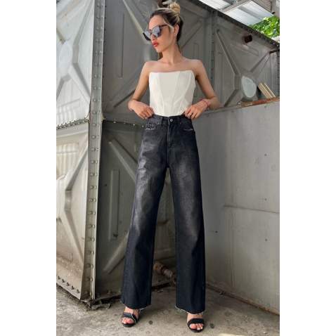 Mad Girls Black Palazzo Jeans Mg1178 - Siyah