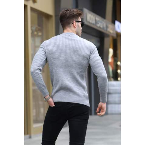 Gray Knitwear Sweater 5183 - Gri